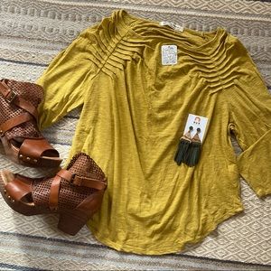 We the Free Gold Pintuck Tee